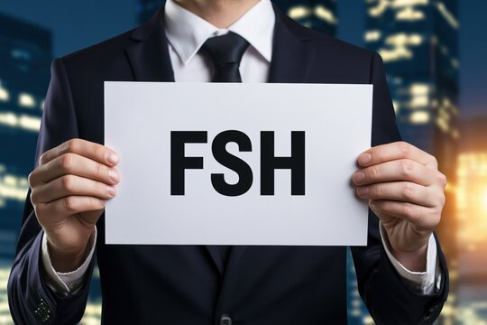 Corporate businessman holding paper with fsh message
