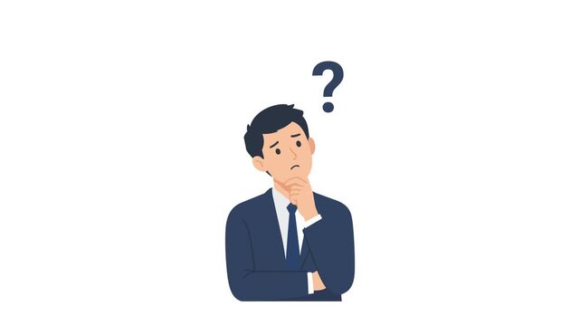 Confused Businessman with Question Marks Animation Green Screen 4K