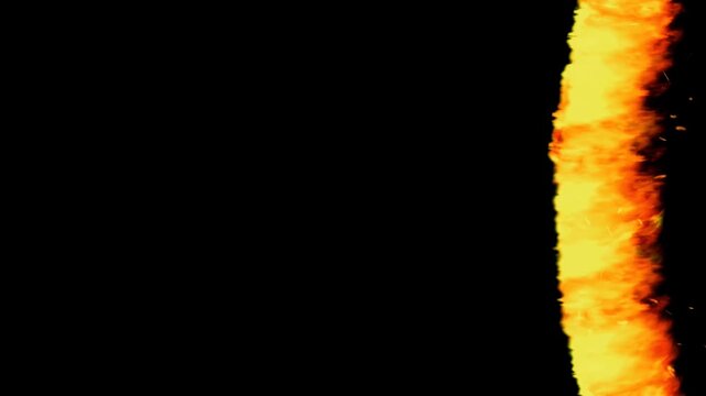 Realistic fire flames on black background.