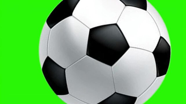 Classic black and white soccer ball, an essential symbol of competitive sport, prominently displayed against a vibrant green background, ideal for dynamic sports graphics and design projects