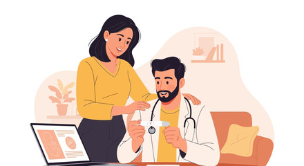 Fototapeta premium Doctor and patient discuss medical results, patient reassurance, healthcare consultation