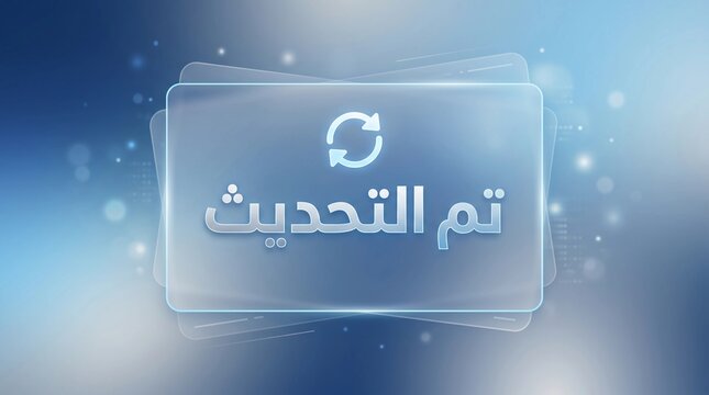 Transparent Update Panel With Arabic Text On Blue Background