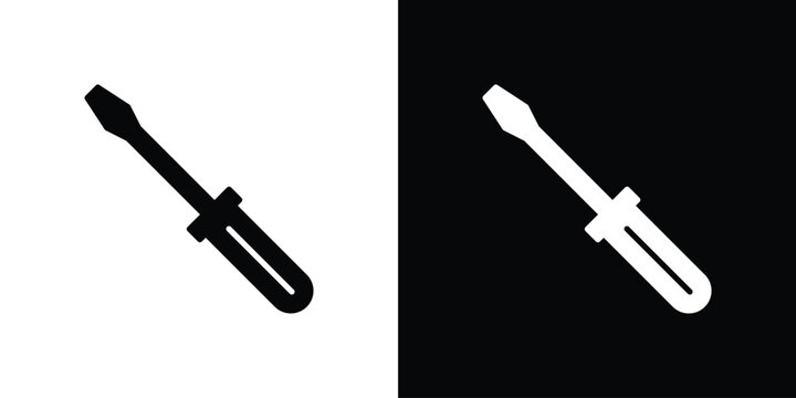 Screwdriver icon concept flat black vector. EPS10