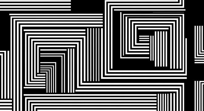 Abstract geometric pattern with black and white parallel lines