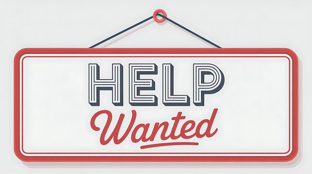 Help Wanted sign, job vacancy notice, employment banner, recruitment board