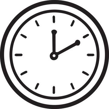 Clock doodle line icon for time management, schedule and productivity