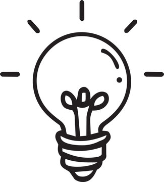 Light bulb doodle line icon for idea, creativity and innovation concept