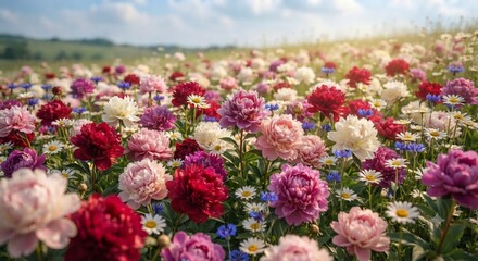 Obraz premium field of peonies, floral background