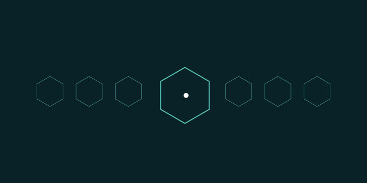 Minimalist geometric hexagon interface element for futuristic digital dashboard design.
