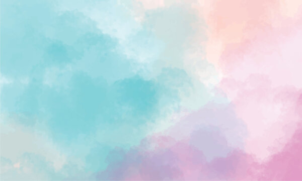 Abstract pastel watercolor cloud texture background in teal and pink
