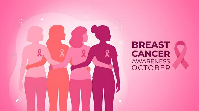 Breast cancer awareness month october pink ribbon support