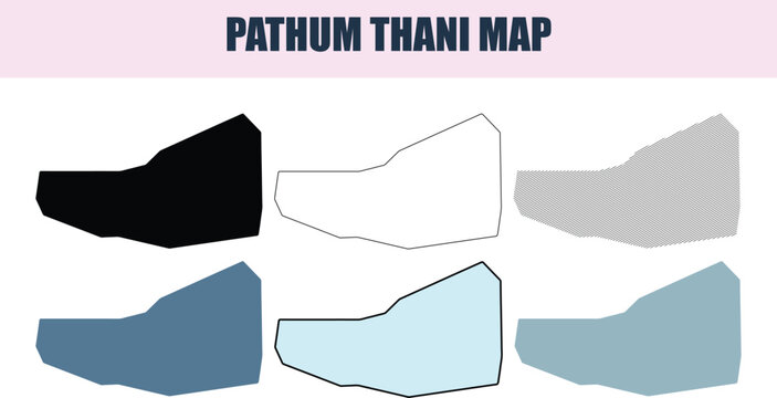 Pathum Thani Province Map in Six Distinct Styles with Subtle Color Gradients