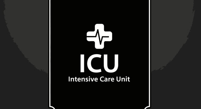 Intensive care unit symbol with heart monitor line and cross