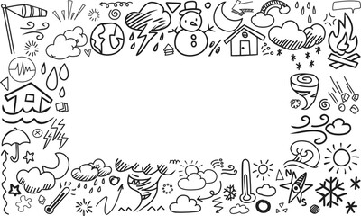Fototapeta premium Weather Forecast Meteorology Horizontal Frame Doodle Outline Icon