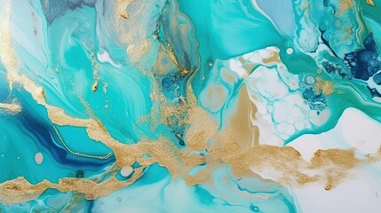 Fototapeta premium Stunning fluid art with gold accents and movement