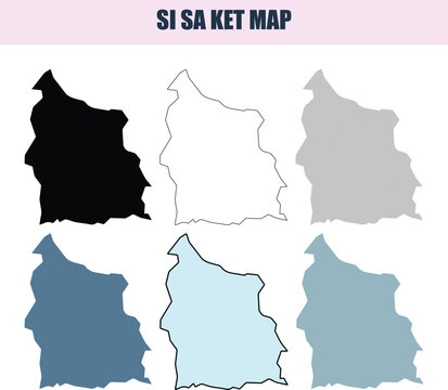 Si Sa Ket Map outlines in various styles during a clean presentation with geometric patterns