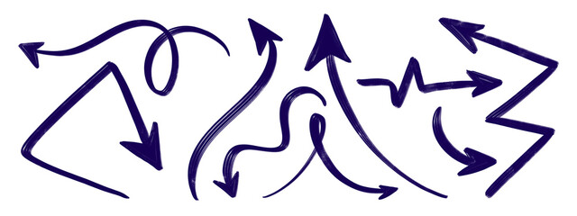 Fototapeta premium Minimalist arrow illustration. Dark ink strokes form chaotic arrows
