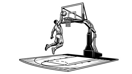 Man Playing Basketball in Air Dunk. © ria