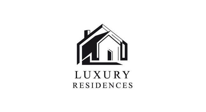 Luxury residences logo with modern house design.