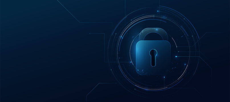 Cybersecurity Access Lock Shield Digital Technology Abstract Blue Banner Background