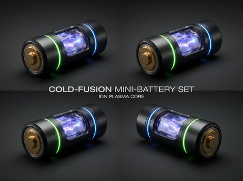 Sci-fi cold-fusion mini battery set with plasma core