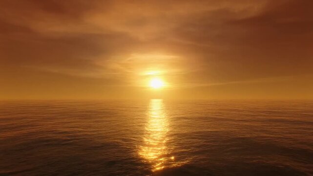 Peaceful ocean sunset panorama featuring radiant horizon colors and shimmering reflective waters