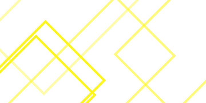 Abstract Yellow Geometric Line Background with Minimalist Diamond Shapes on White Background