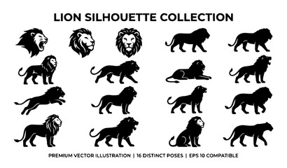 Lion silhouette vector illustration set © Md