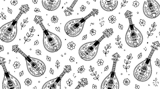 Intricate mandolin and floral pattern design.