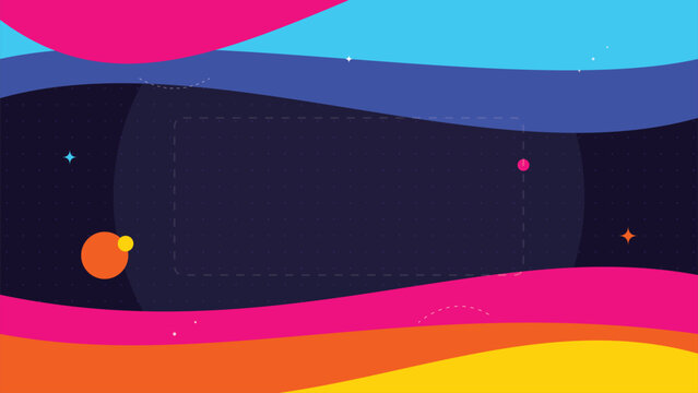 Vibrant Colorful Space Waves Modern Flat Art Presentation Background