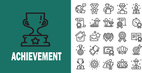 Fototapeta premium A set of achievement icon with transparent background editable stroke. Achievement Theme.