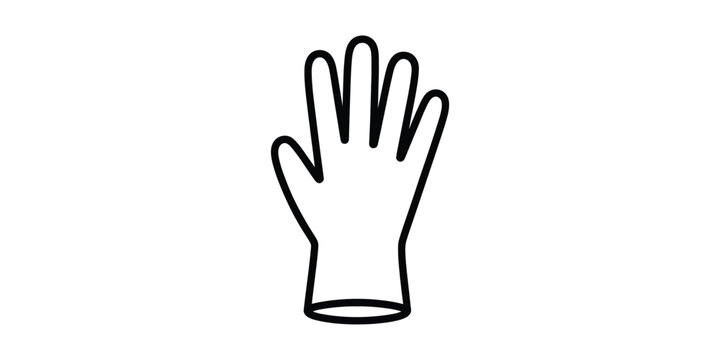 Hand glove outline icon protective gear symbol for medical clinical or safety laboratory tasks simple linear design on background.