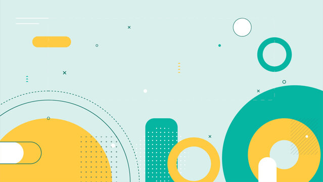 Abstract Teal and Yellow Geometric Shapes Minimalist Memphis Modern Art Composition for Digital Presentation and Web Design Layout Graphic Resource Background