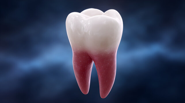 Close-Up View Of A Human Tooth Showing Healthy Enamel And Root Structure