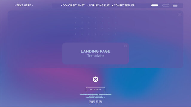 Abstract Futuristic Landing Page Template with Neon Gradient Glassmorphism Background