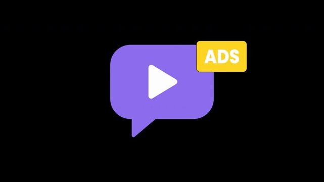 Video advertisement icon with play button and ads label
