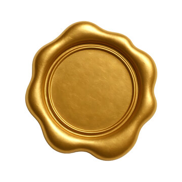 Gold stamp isolated on white. Gold wax seal concept. 3d rendering