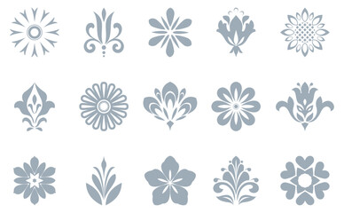 Fototapeta premium Flower icons set. Isolated elements for design. Vector graphics. Flower collection