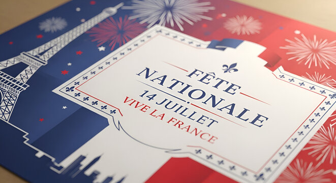 F?te Nationale 14 Juillet Vive la France Eiffel Tower Fireworks Parisian Card