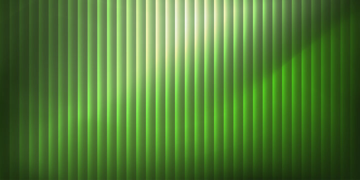 Green Background Glass Texture for Ribbed Glass Gradient and Effect Pattern Abstract, Background Glitch Soft with Linear Light Prism and Vibrant Geometric. Stripes Glass with Fluted Poster