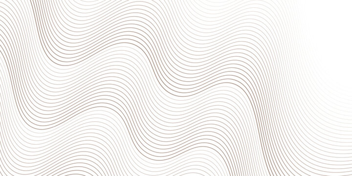 Abstract wavy lines background with fade effect. Minimalist brown waving parallel line pattern isolated on white backdrop.