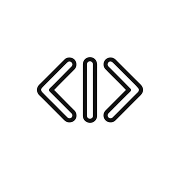 Code icon, programming symbol, software development sign, vector illustration isolated on white background