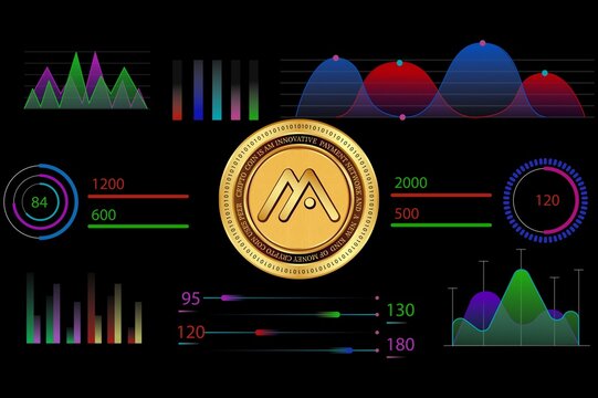  moca network-moca currency images on digital background. 3d illustrations.