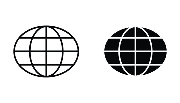 Simple globe icons with grid lines