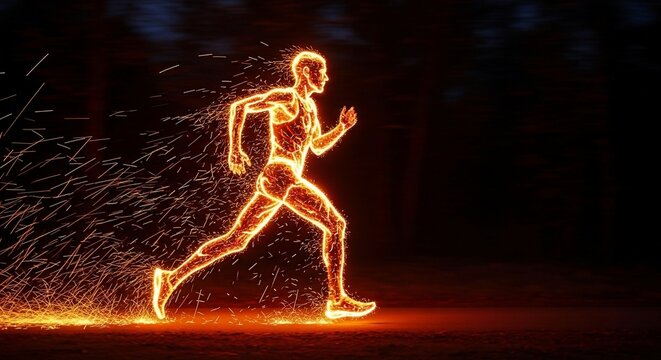 Glowing runner silhouette