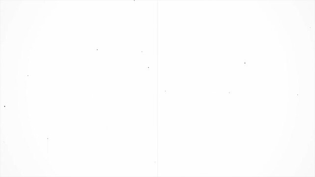Retro projection texture with organic celluloid damage hair particles and rhythmic flickering on white canvas for archival aesthetic 4k video