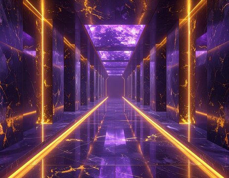 Folded Spacetime Infinite Corridor Luxury Architecture Abstract Background