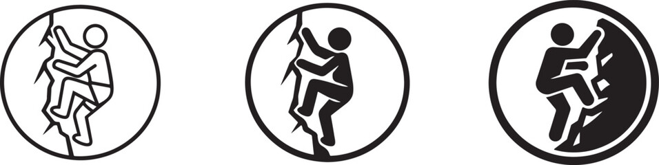 Sport rock climbing sign icon set with climbing symbols, adventure markers and outdoor activity signs. © Md.Mozammal