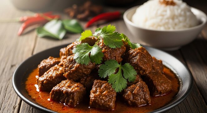 Gourmet beef dish with rice