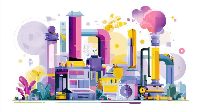 Digital innovation systems flat design side view creative breakthrough lab animation vivid.